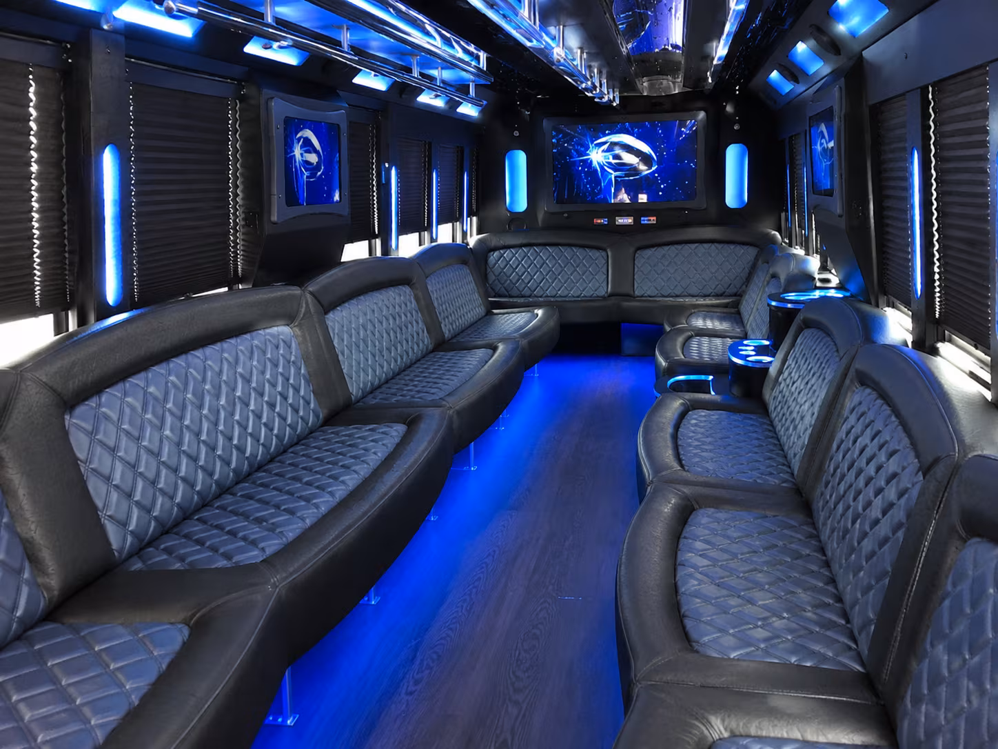 Passenger watching the Baltimore scenery during a regional party bus road trip